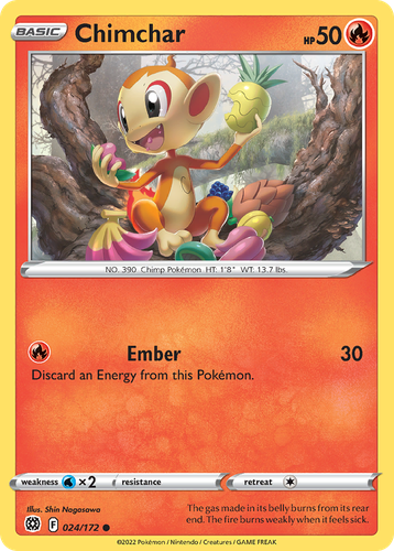 Chimchar #24 from Brilliant Stars - Common - Illustrated by Shin Nagasawa