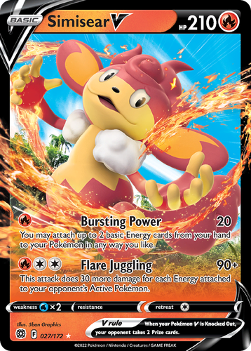 Simisear V #27 from Brilliant Stars - Rare Holo V - Illustrated by 5ban Graphics