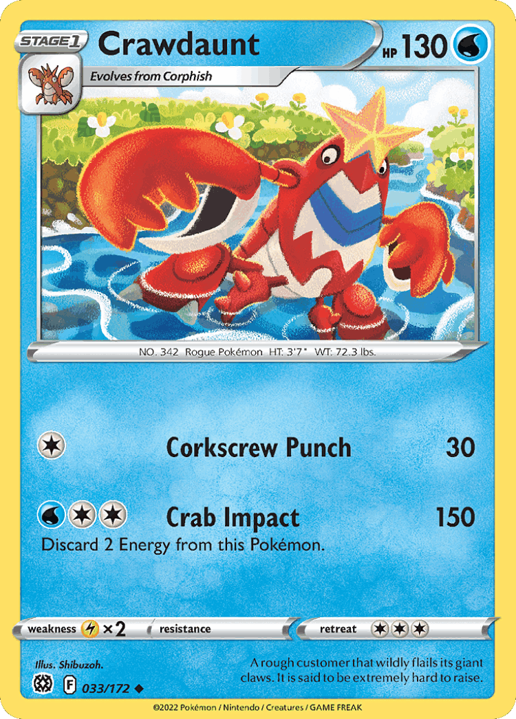 Crawdaunt #33 from Brilliant Stars - Uncommon - Illustrated by Shibuzoh.