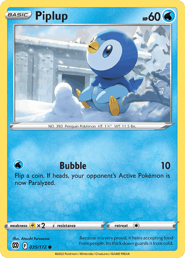 Piplup #35 from Brilliant Stars - Common - Illustrated by Atsushi Furusawa