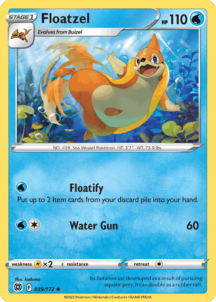 Floatzel #39 from Brilliant Stars - Uncommon - Illustrated by kodama