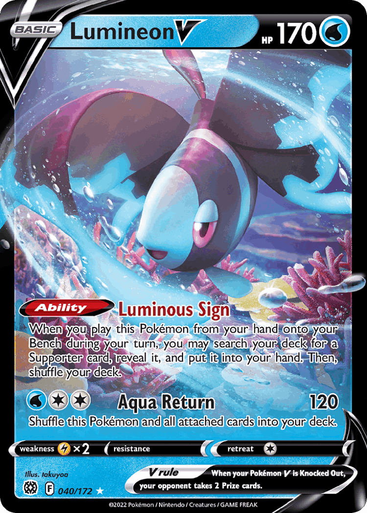 Lumineon V #40 from Brilliant Stars - Rare Holo V - Illustrated by takuyoa