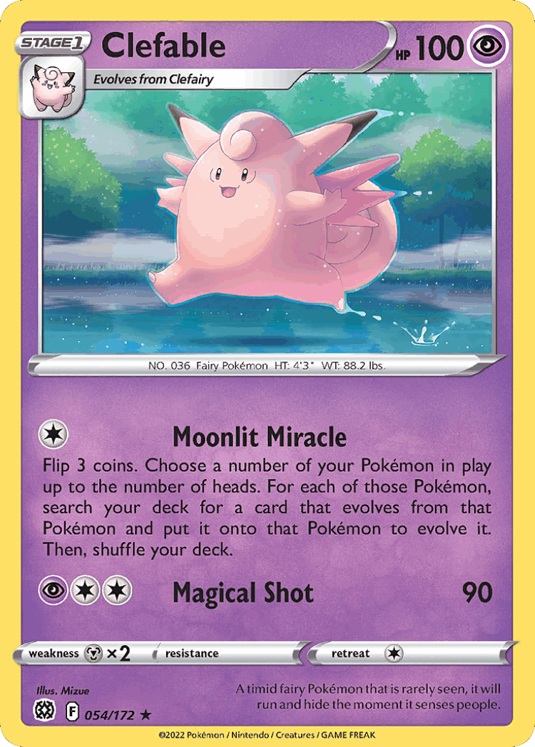 Clefable #54 from Brilliant Stars - Rare - Illustrated by Mizue