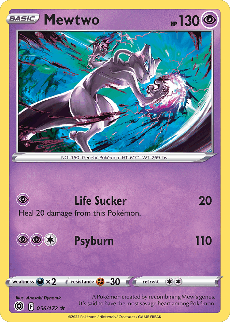 Mewtwo #56 from Brilliant Stars - Rare - Illustrated by Anesaki Dynamic