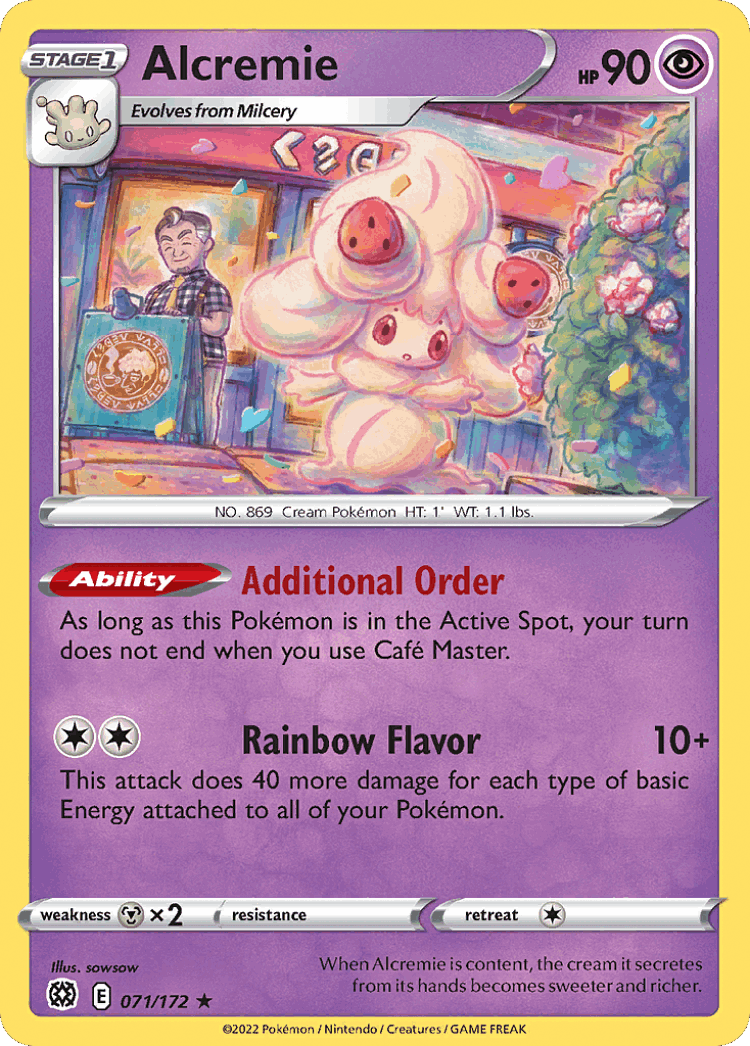 Alcremie #71 from Brilliant Stars - Rare - Illustrated by sowsow