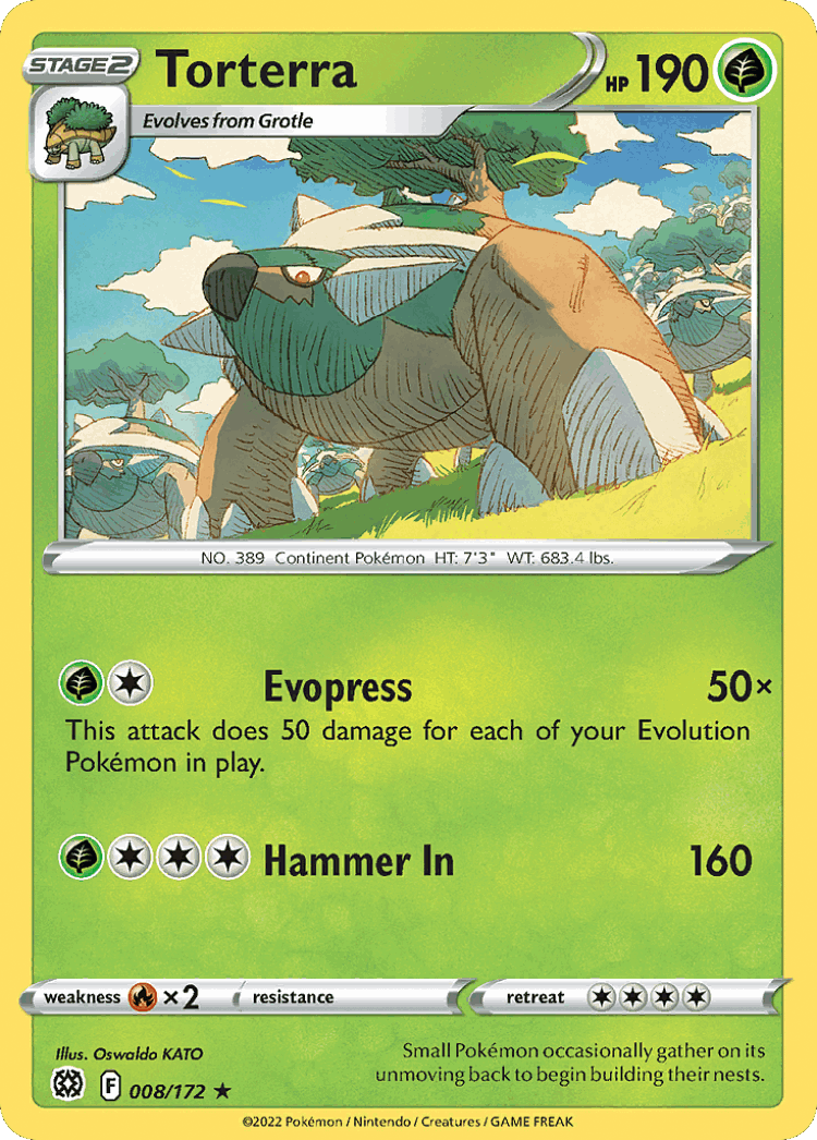 Torterra #8 from Brilliant Stars - Rare Holo - Illustrated by Oswaldo KATO