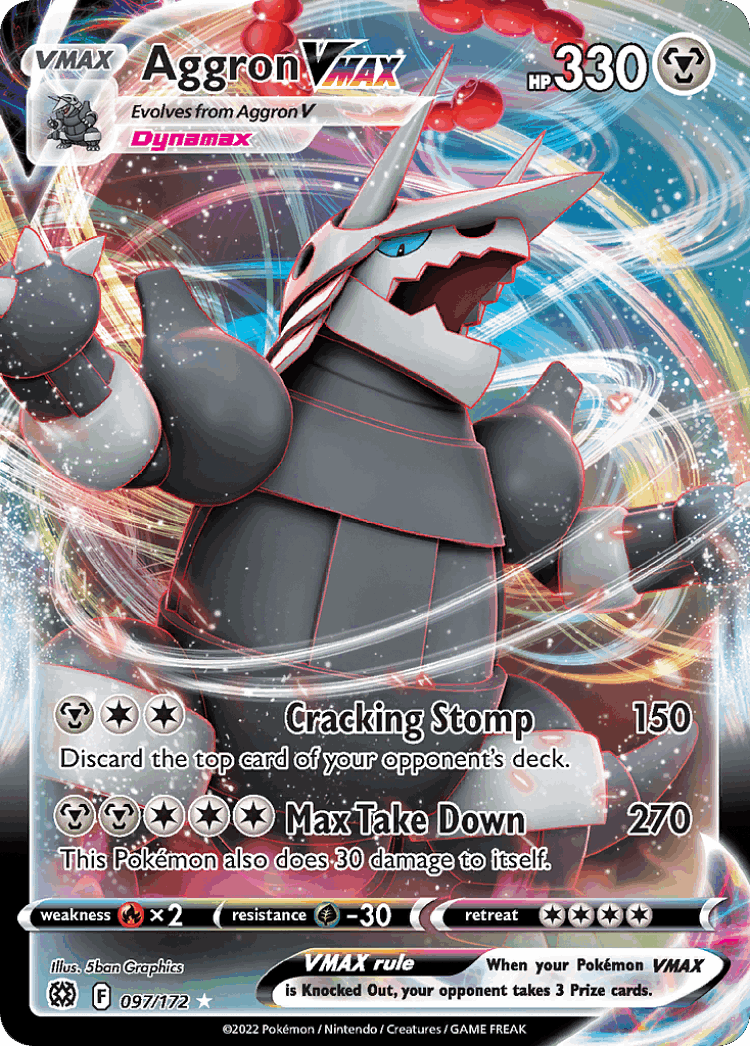 Aggron VMAX #97 from Brilliant Stars - Rare Holo VMAX - Illustrated by 5ban Graphics