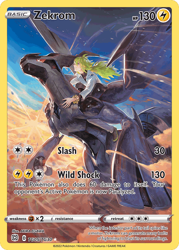 Zekrom #5 from Brilliant Stars Trainer Gallery - Trainer Gallery Rare Holo - Illustrated by AKIRA EGAWA