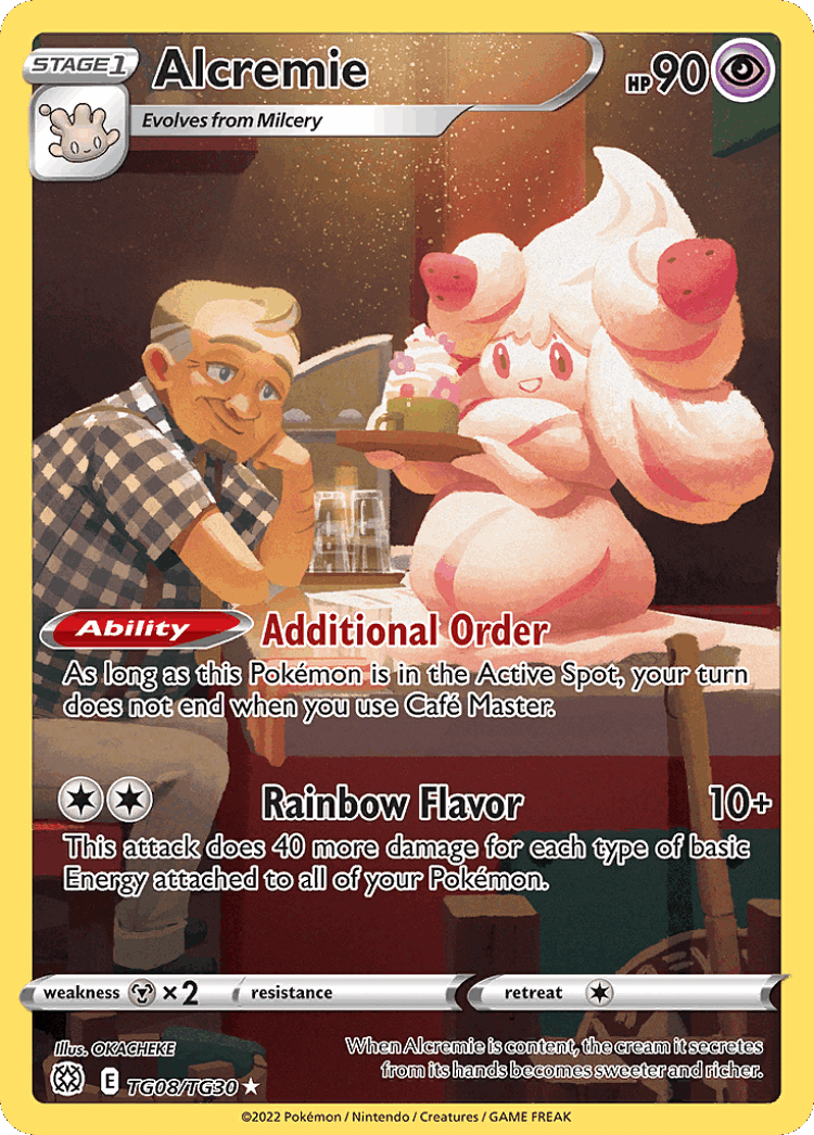 Alcremie #8 from Brilliant Stars Trainer Gallery - Trainer Gallery Rare Holo - Illustrated by OKACHEKE