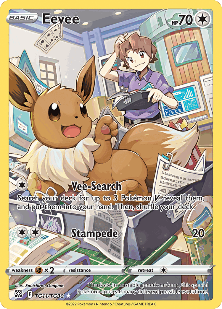 Eevee #11 from Brilliant Stars Trainer Gallery - Trainer Gallery Rare Holo - Illustrated by Souichirou Gunjima