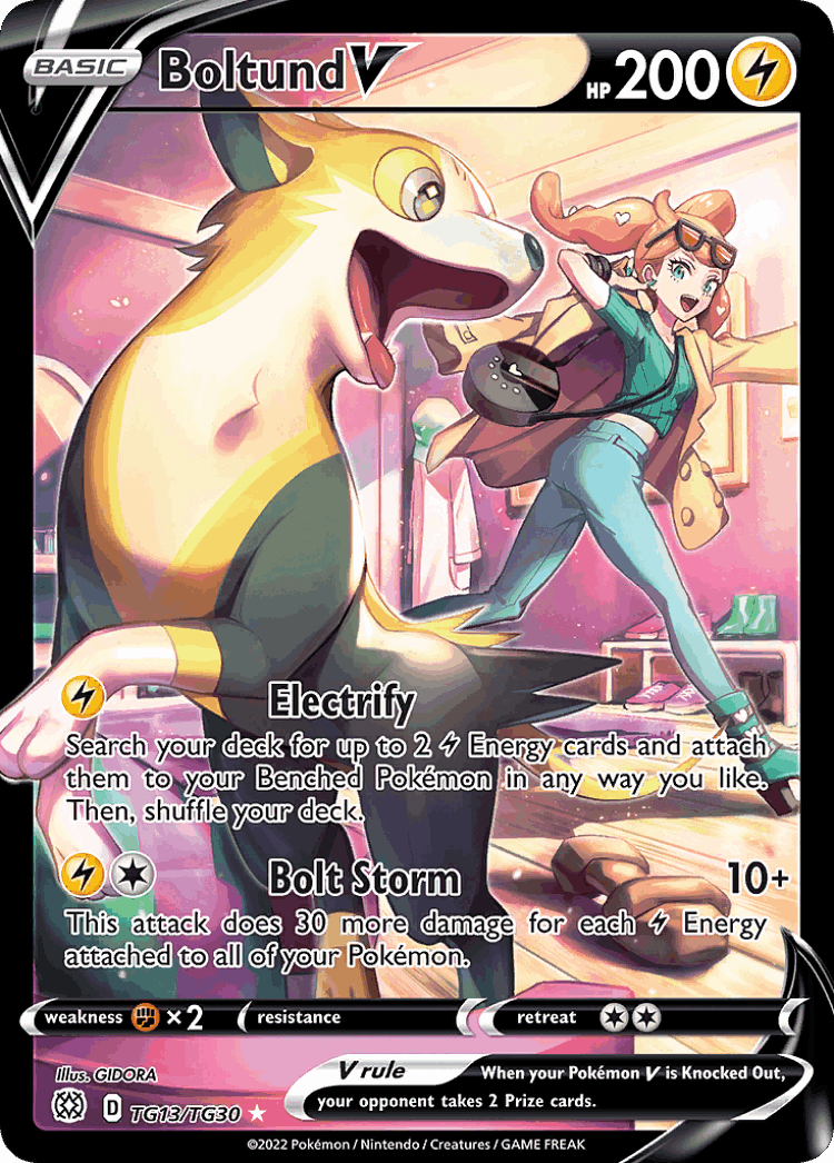 Boltund V #13 from Brilliant Stars Trainer Gallery - Rare Holo V - Illustrated by GIDORA