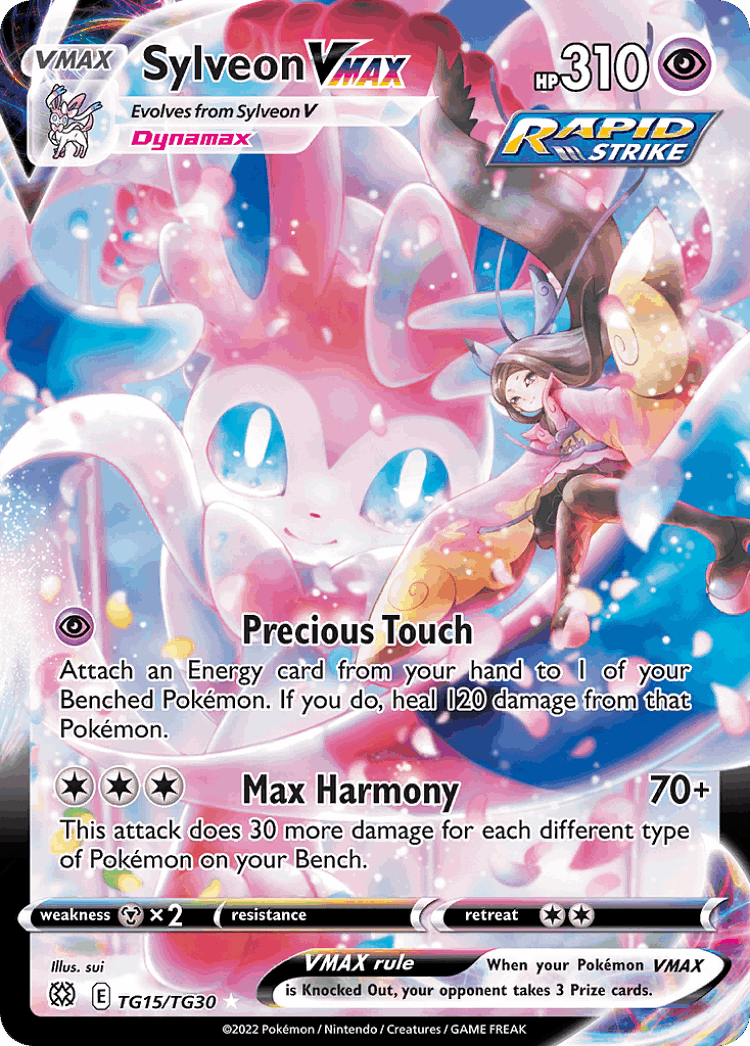 Sylveon VMAX #15 from Brilliant Stars Trainer Gallery - Rare Holo VMAX - Illustrated by sui