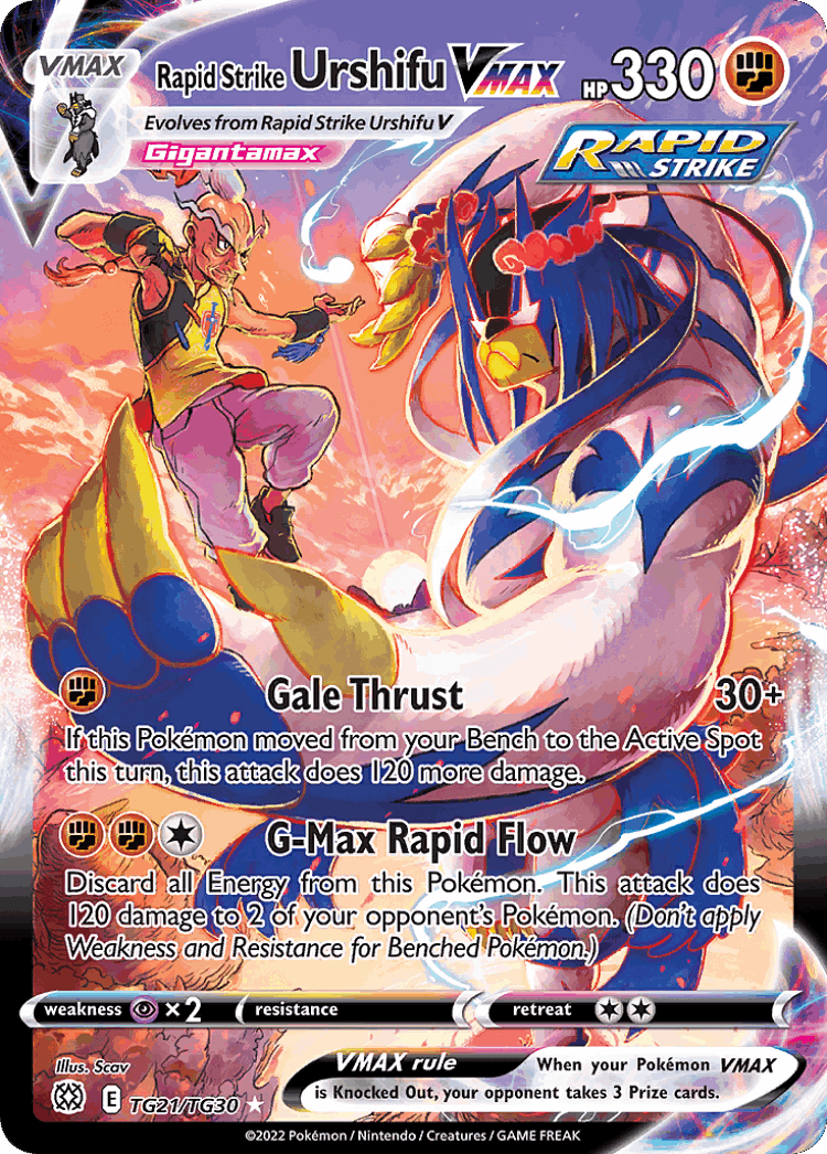 Rapid Strike Urshifu VMAX #21 from Brilliant Stars Trainer Gallery - Rare Holo VMAX - Illustrated by Scav