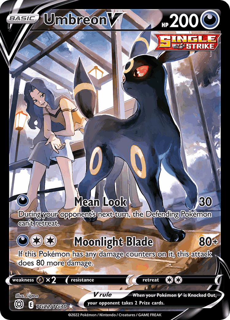 Umbreon V #22 from Brilliant Stars Trainer Gallery - Rare Holo V - Illustrated by Ligton