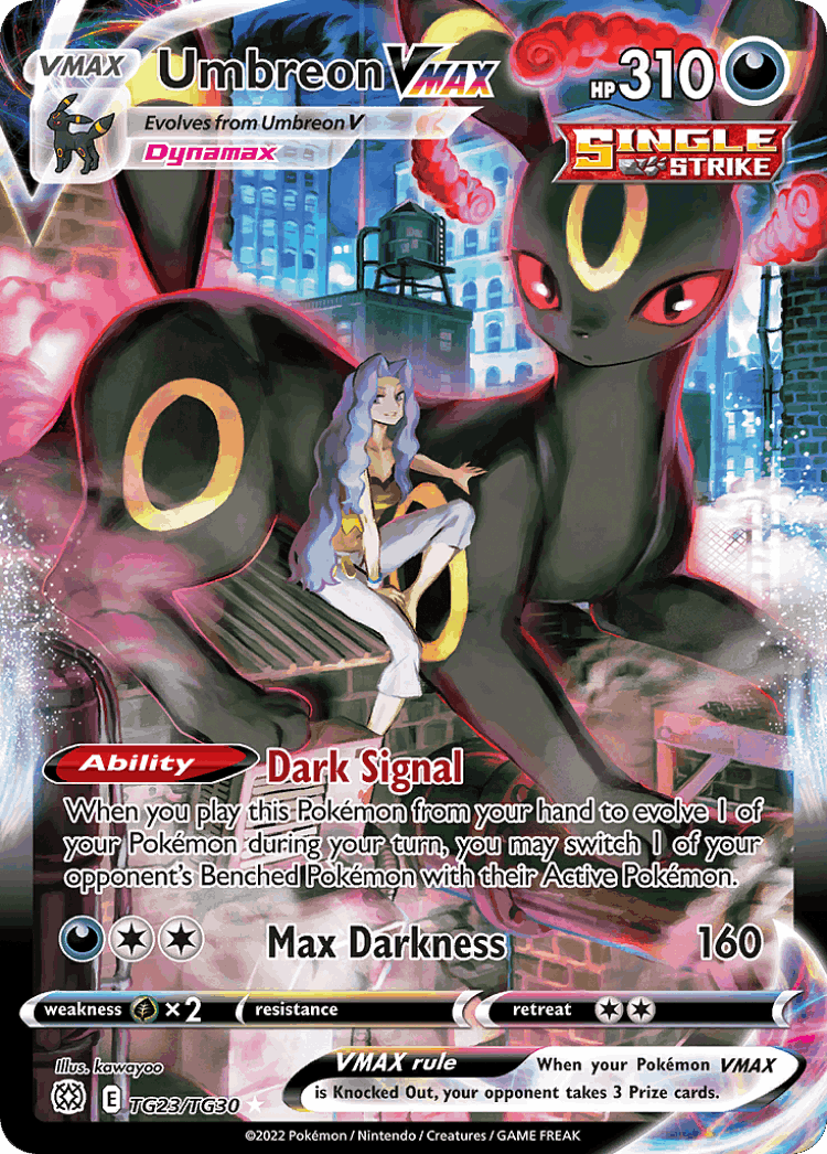 Umbreon VMAX #23 from Brilliant Stars Trainer Gallery - Rare Holo VMAX - Illustrated by kawayoo