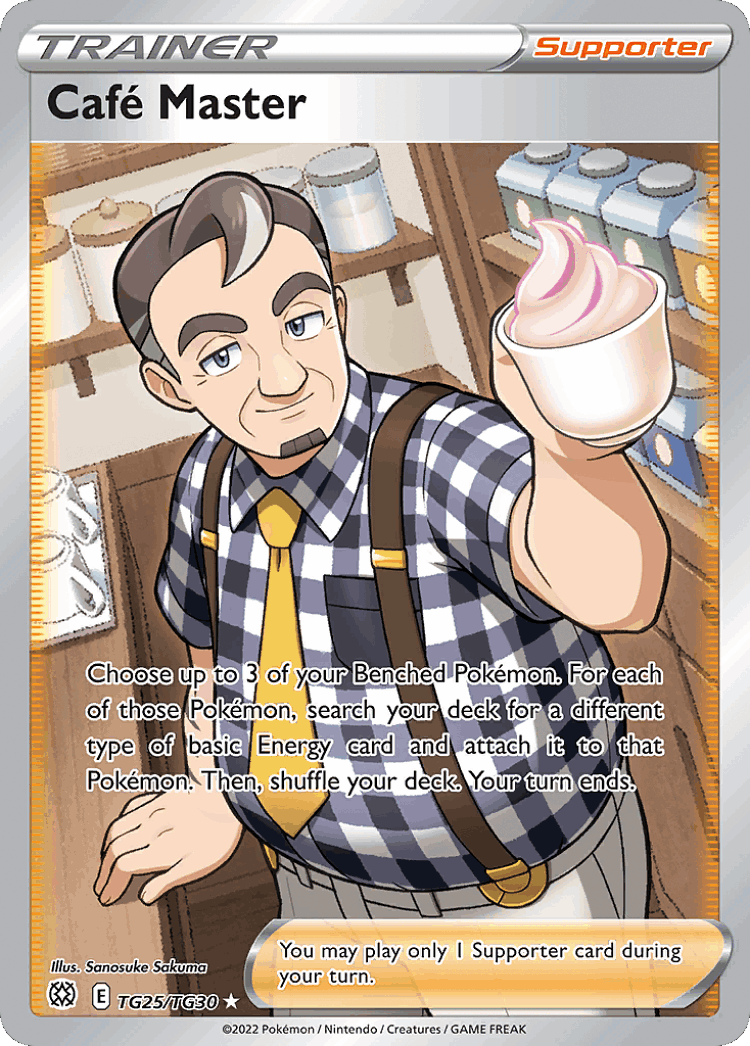 Café Master #25 from Brilliant Stars Trainer Gallery - Rare Ultra - Illustrated by Sanosuke Sakuma