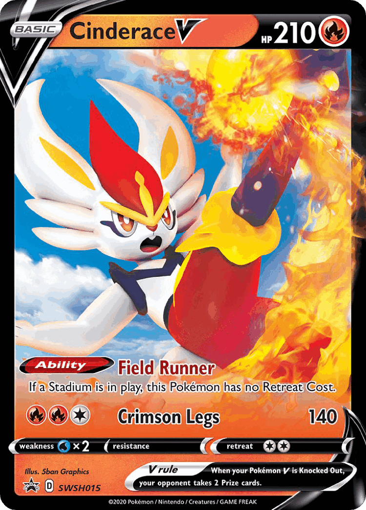 Cinderace V #15 from SWSH Black Star Promos - Promo - Illustrated by 5ban Graphics