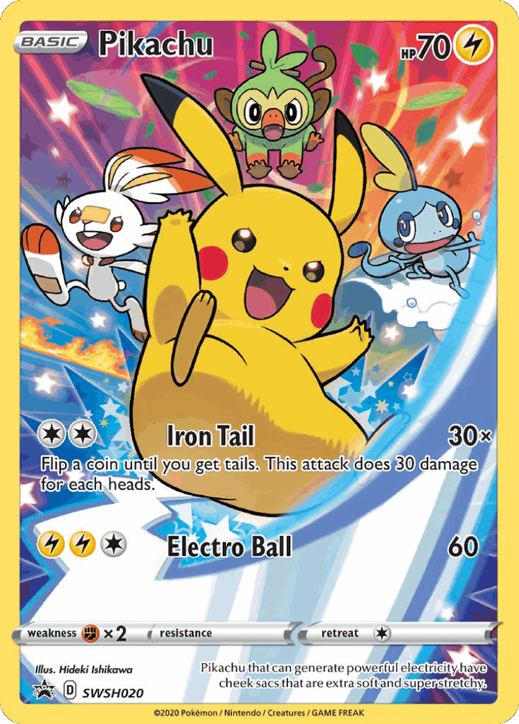 Pikachu #20 from SWSH Black Star Promos - Promo - Illustrated by Hideki Ishikawa