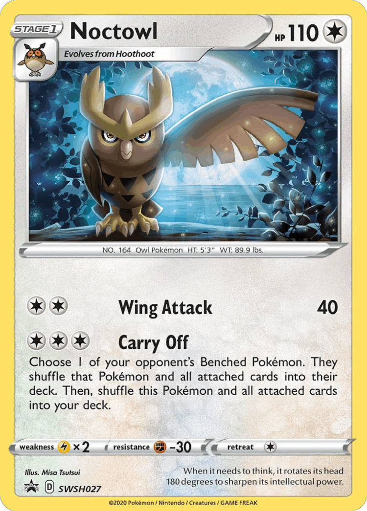 Noctowl #27 from SWSH Black Star Promos - Promo - Illustrated by Misa Tsutsui