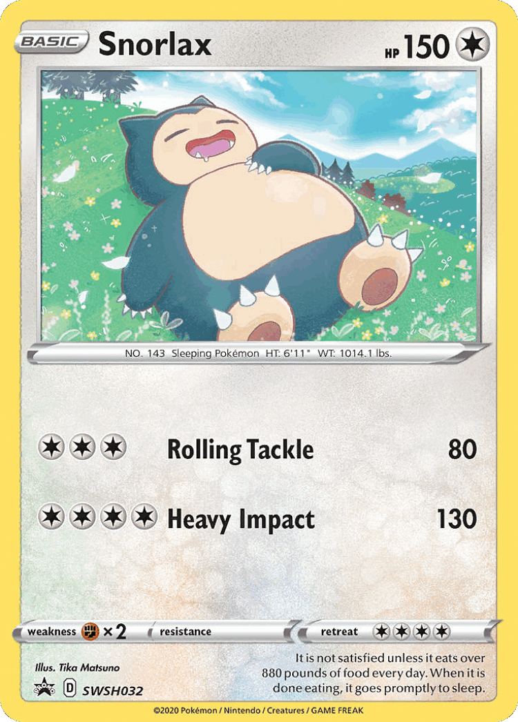Snorlax #32 from SWSH Black Star Promos - Promo - Illustrated by Tika Matsuno