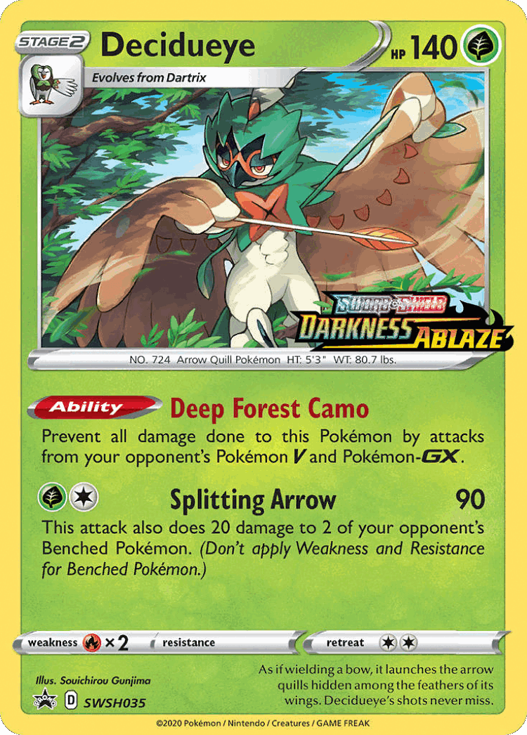 Decidueye #35 from SWSH Black Star Promos - Promo - Illustrated by Souichirou Gunjima