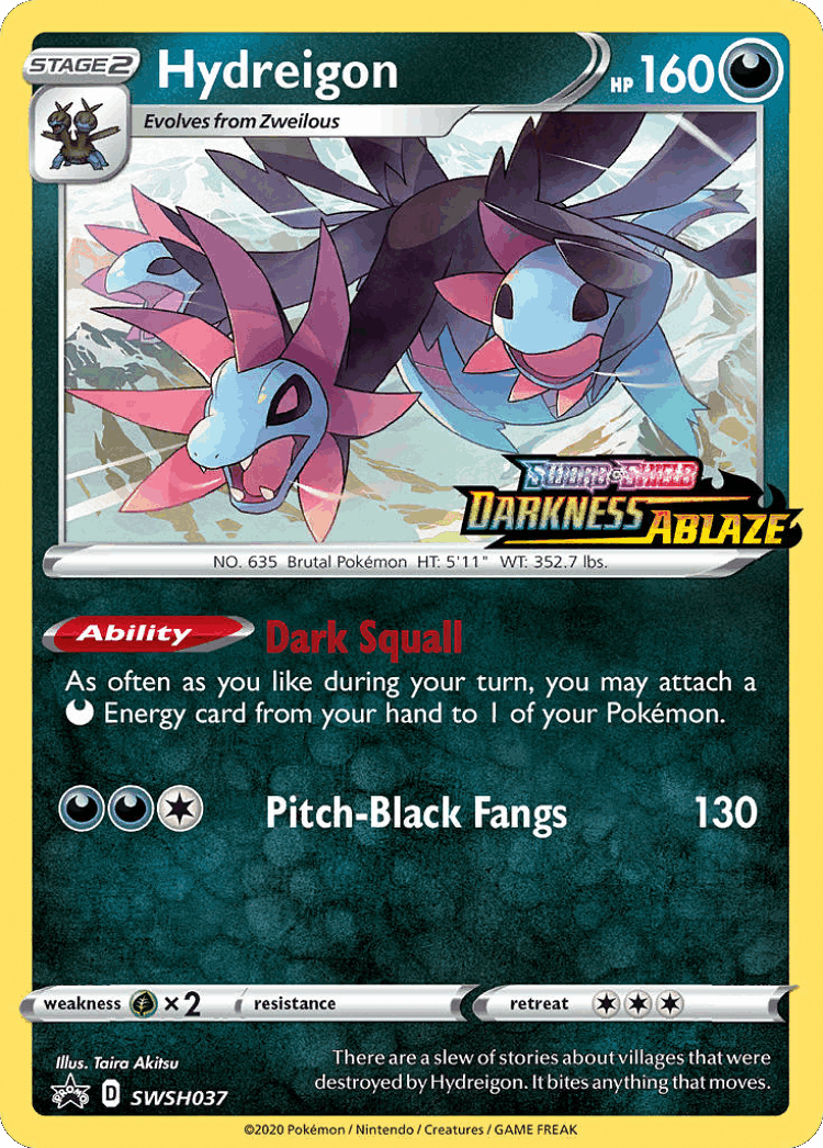 Hydreigon #37 from SWSH Black Star Promos - Promo - Illustrated by Taira Akitsu