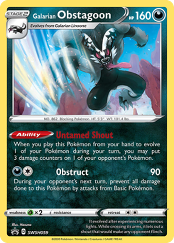 Galarian Obstagoon #59 from SWSH Black Star Promos - Promo - Illustrated by Hasuno