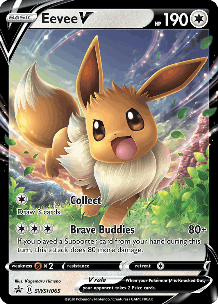 Eevee V #65 from SWSH Black Star Promos - Promo - Illustrated by Kagemaru Himeno