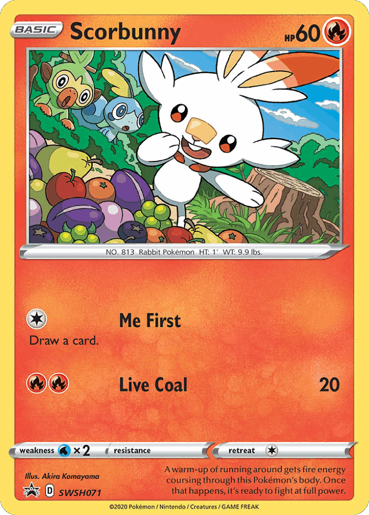 Scorbunny #71 from SWSH Black Star Promos - Promo - Illustrated by Akira Komayama