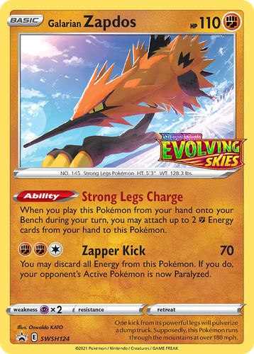 Galarian Zapdos #124 from SWSH Black Star Promos - Promo - Illustrated by Oswaldo KATO