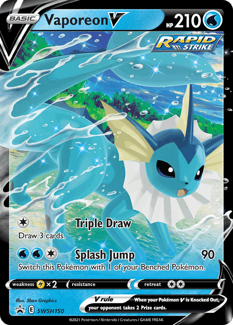 Vaporeon V #150 from SWSH Black Star Promos - Promo - Illustrated by 5ban Graphics
