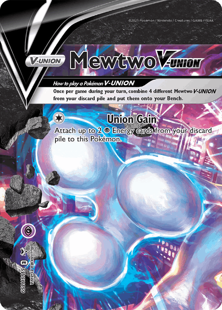 Mewtwo V-UNION #159 from SWSH Black Star Promos - Promo - Illustrated by AKIRA EGAWA