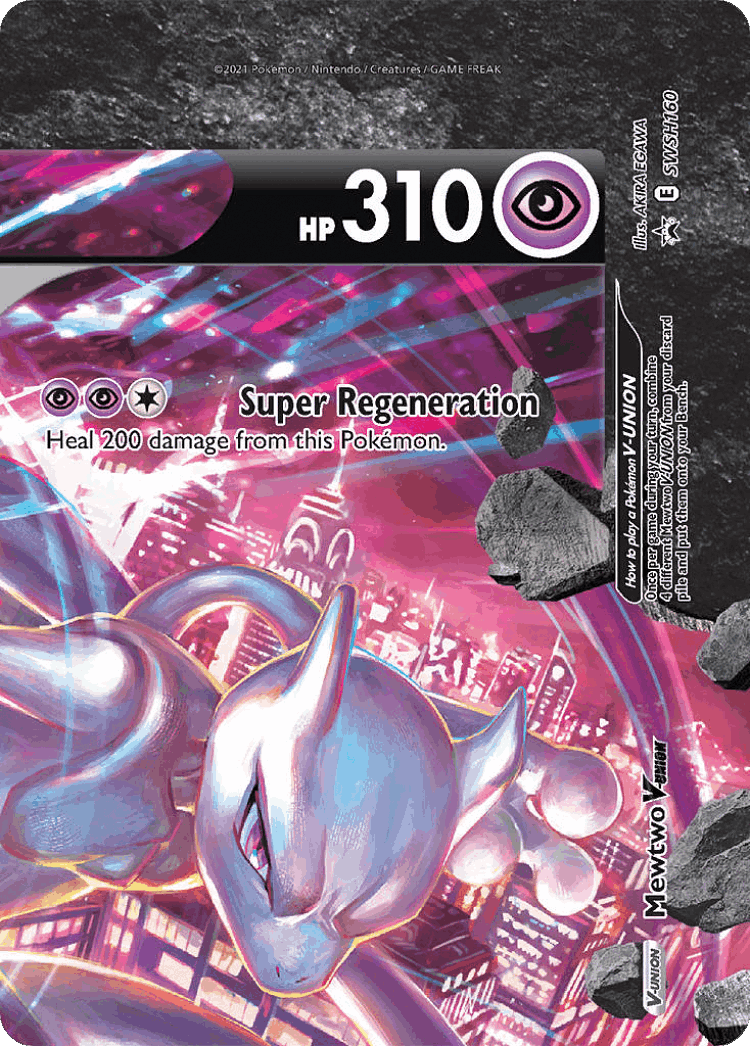 Mewtwo V-UNION #160 from SWSH Black Star Promos - Promo - Illustrated by AKIRA EGAWA