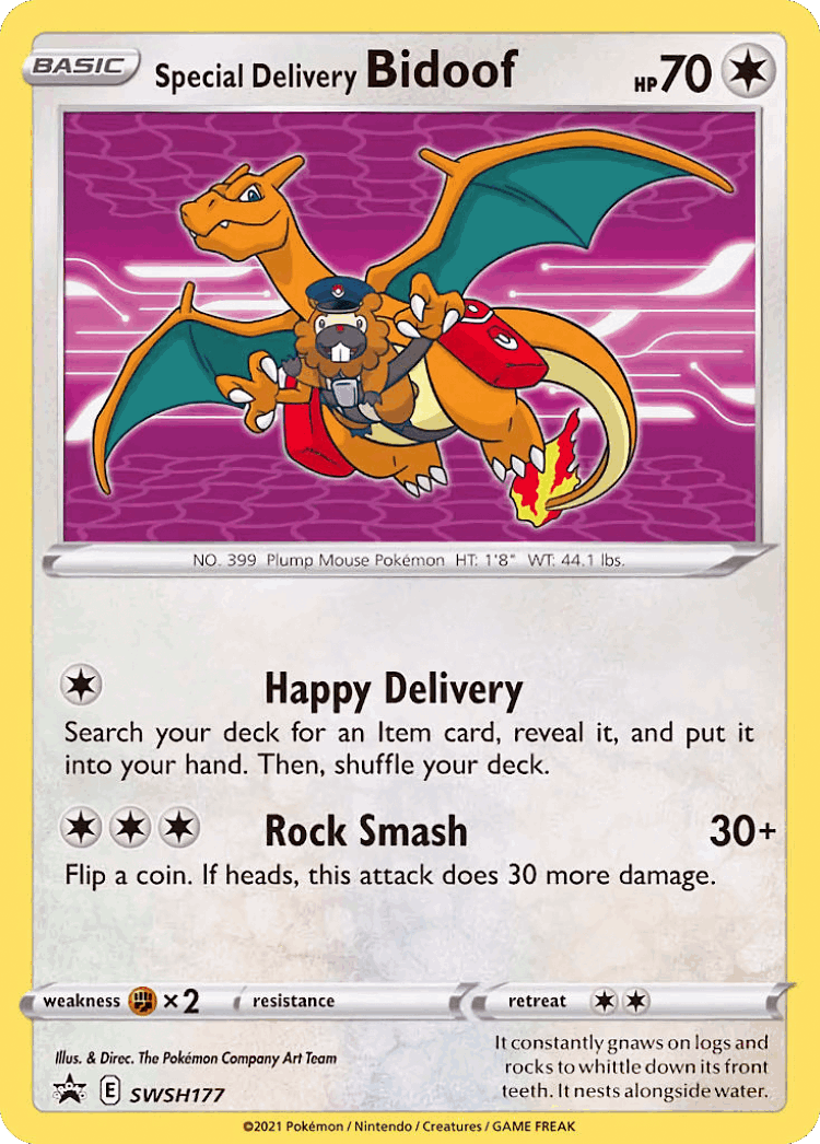 Special Delivery Bidoof #177 from SWSH Black Star Promos - Promo - Illustrated by The Pokémon Company Art Team