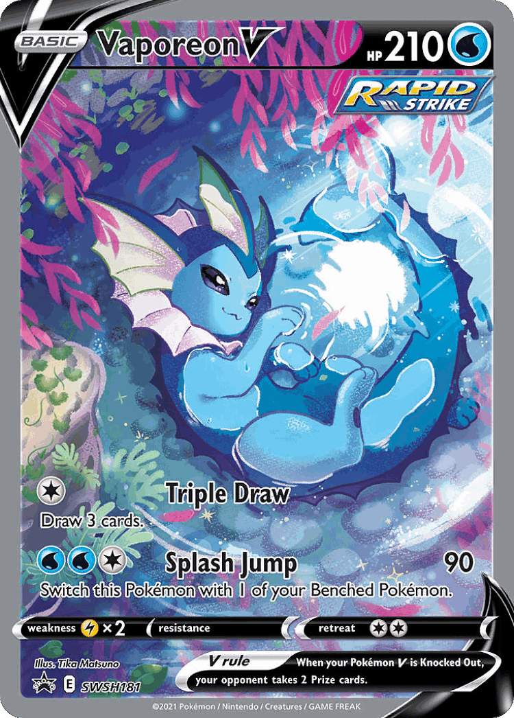 Vaporeon V #181 from SWSH Black Star Promos - Promo - Illustrated by Tika Matsuno
