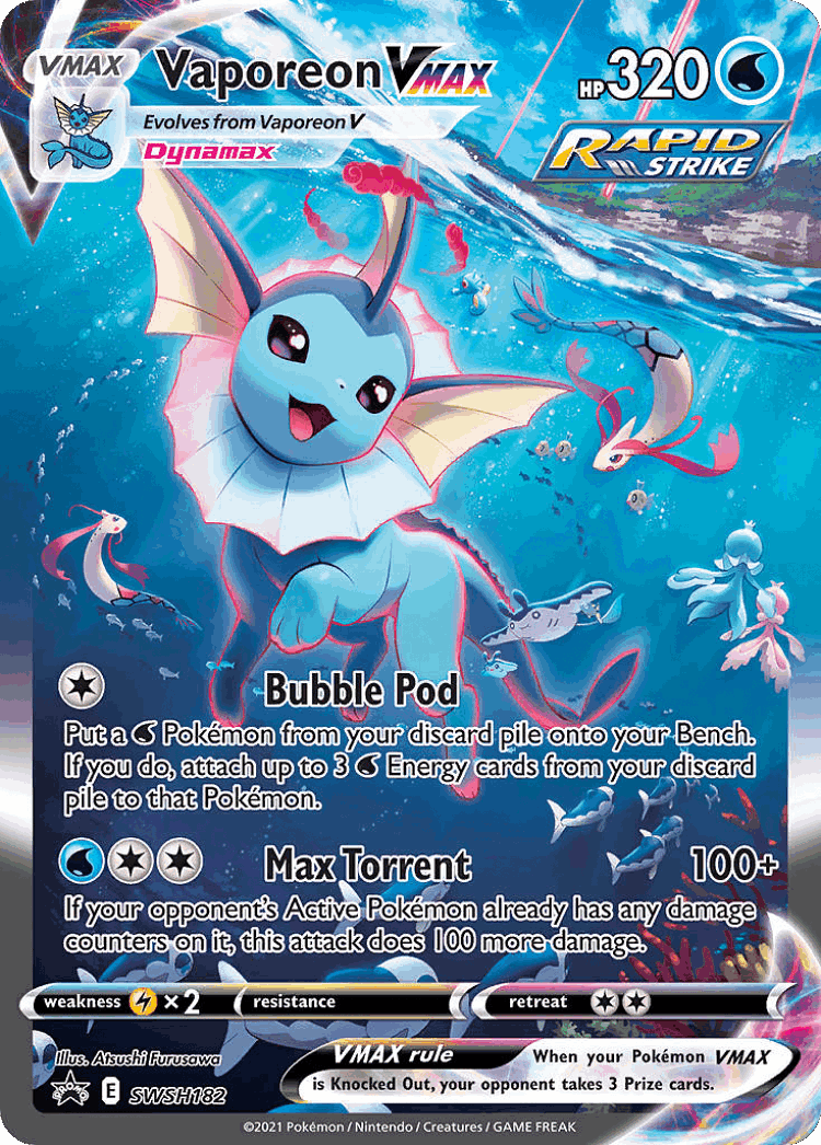 Vaporeon VMAX #182 from SWSH Black Star Promos - Promo - Illustrated by Atsushi Furusawa