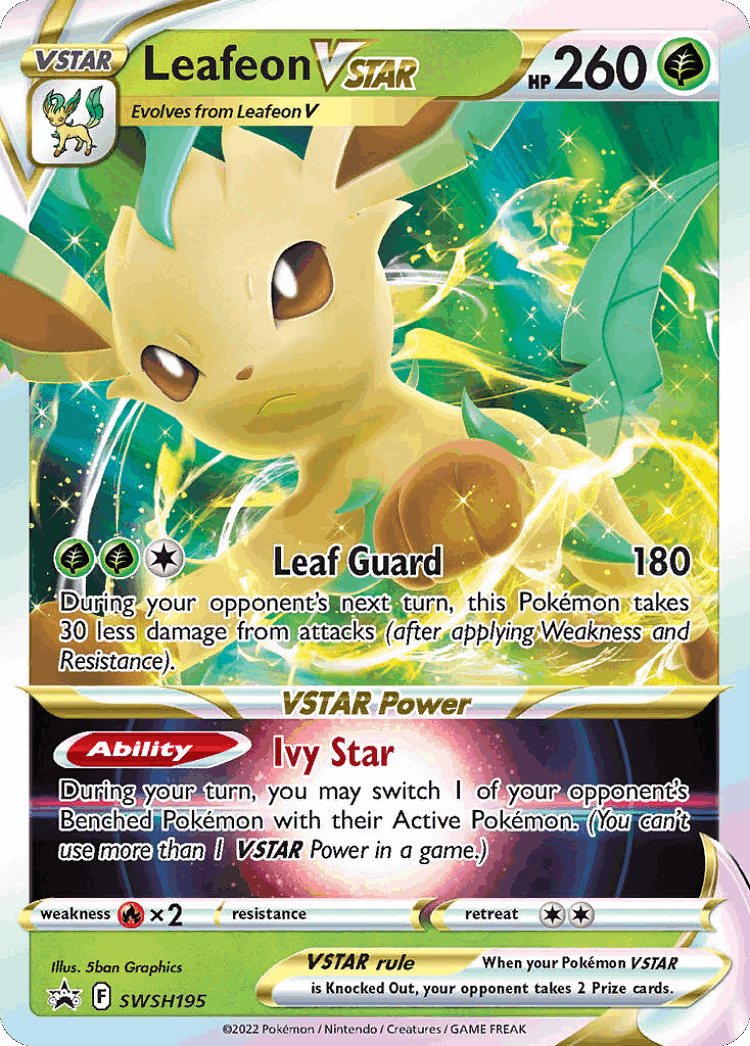 Leafeon VSTAR #195 from SWSH Black Star Promos - Promo - Illustrated by 5ban Graphics