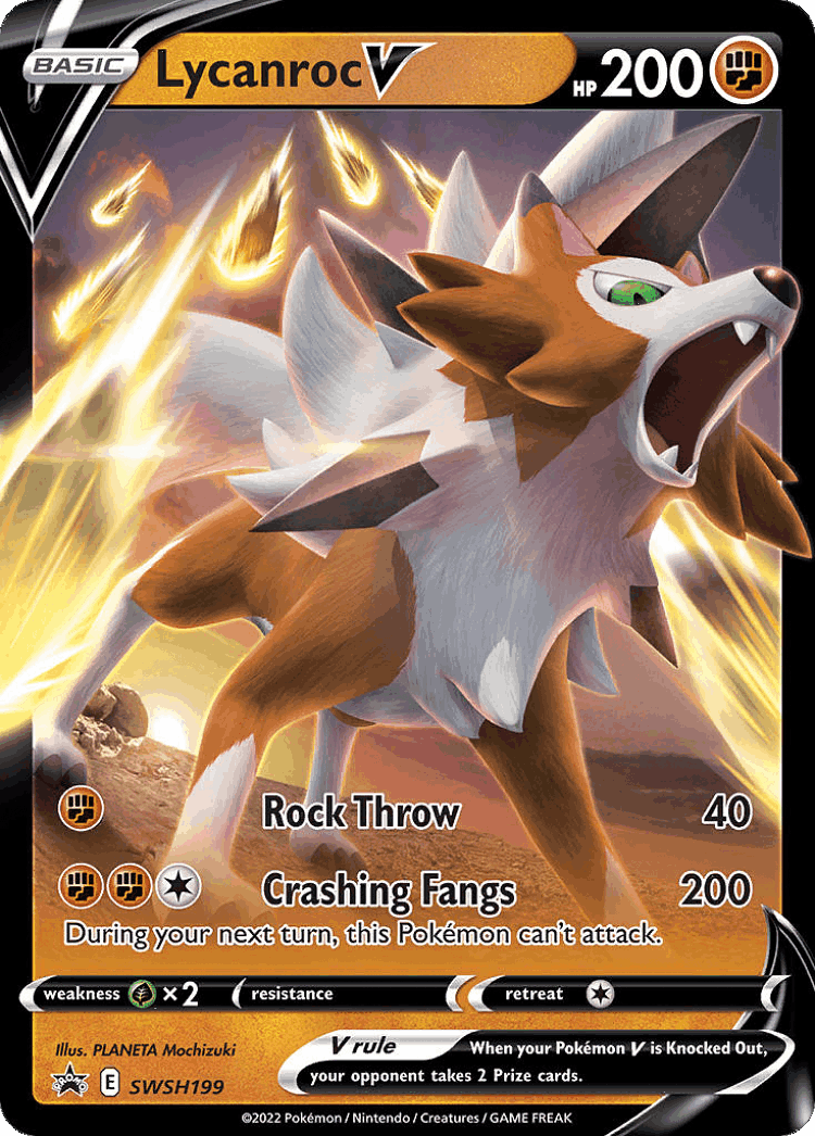 Lycanroc V #199 from SWSH Black Star Promos - Promo - Illustrated by PLANETA Mochizuki