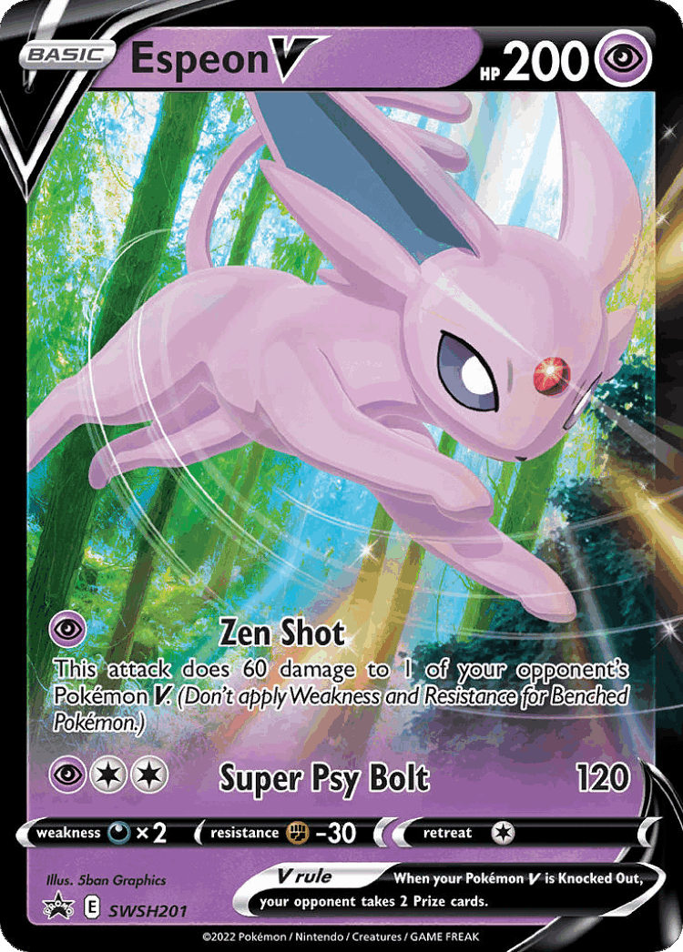 Espeon V #201 from SWSH Black Star Promos - Promo - Illustrated by 5ban Graphics