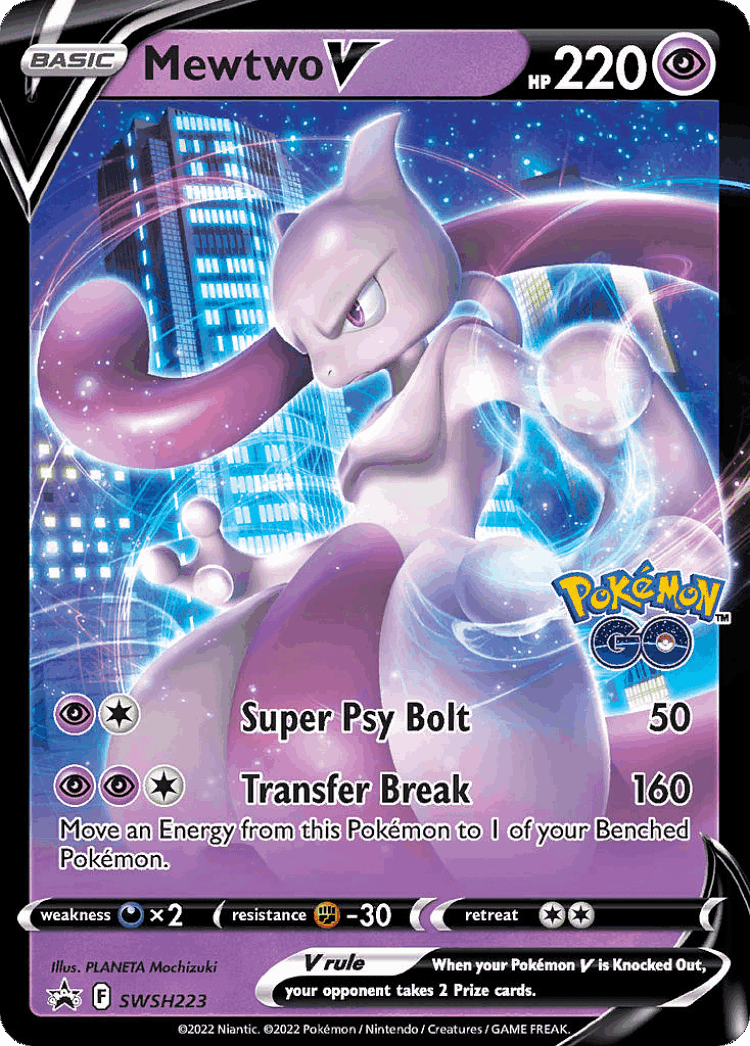 Mewtwo V #223 from SWSH Black Star Promos - Promo - Illustrated by PLANETA Mochizuki