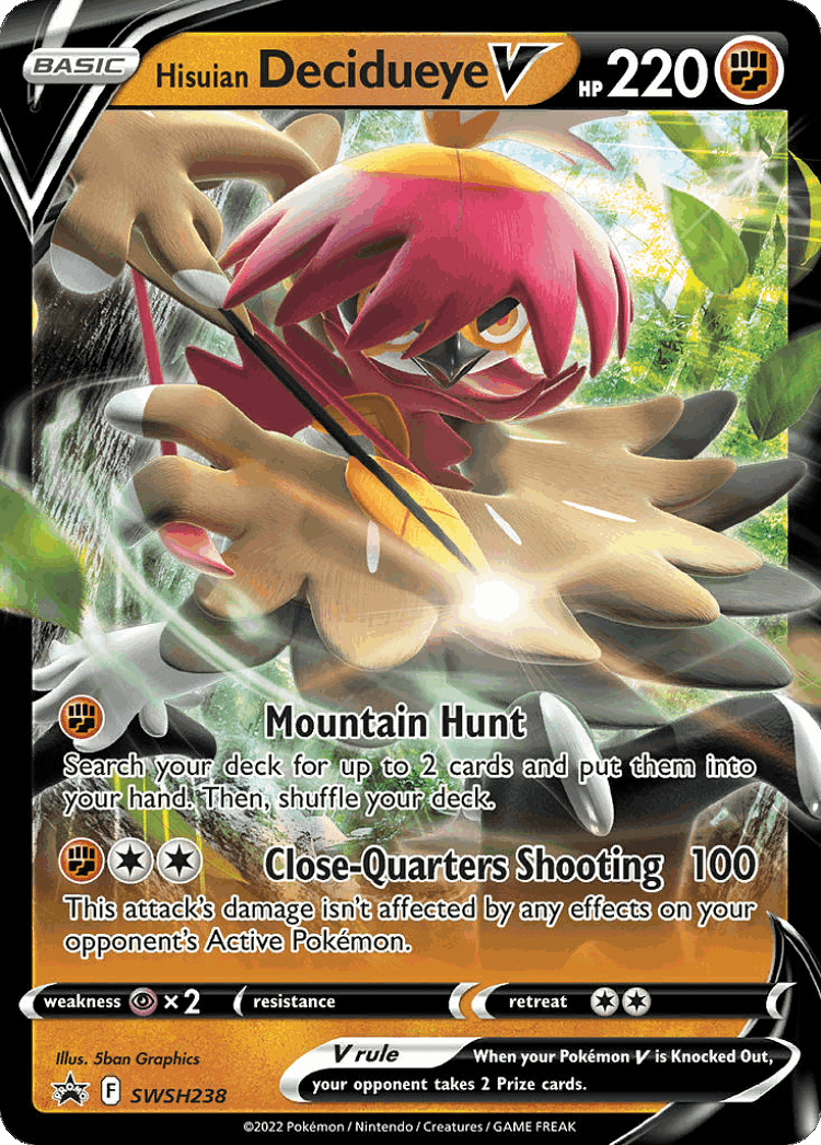 Hisuian Decidueye V #238 from SWSH Black Star Promos - Promo - Illustrated by 5ban Graphics