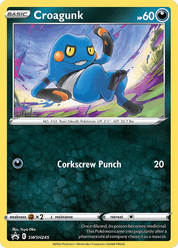 Croagunk #245 from SWSH Black Star Promos - Promo - Illustrated by Yuya Oka