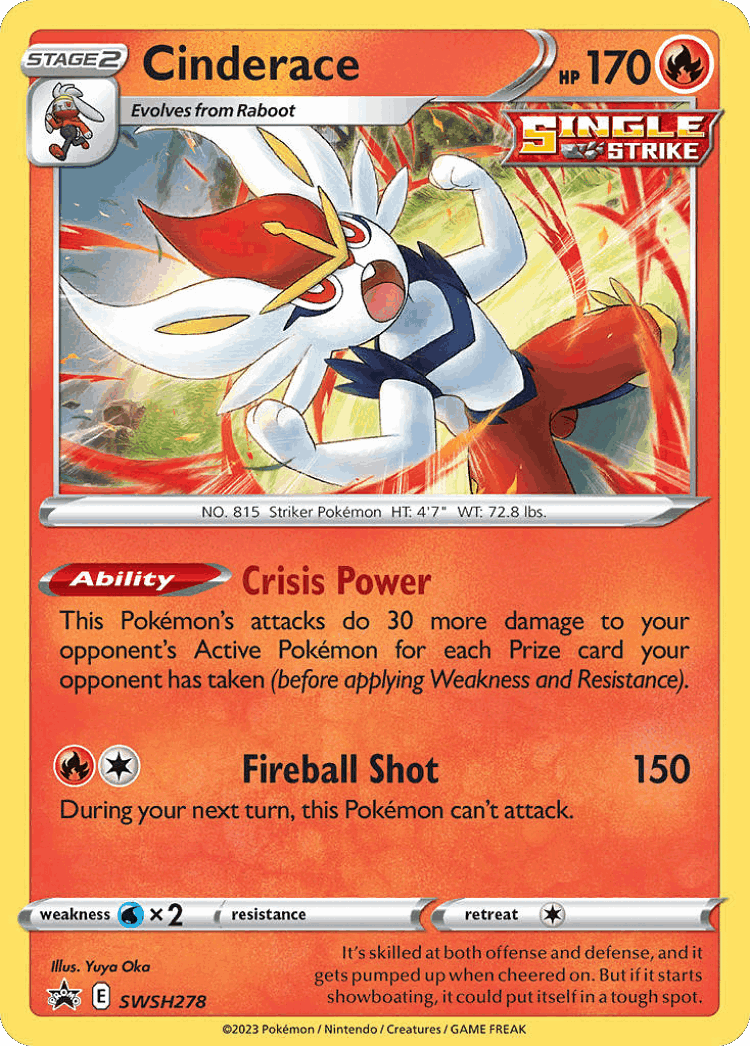 Cinderace #278 from SWSH Black Star Promos - Promo - Illustrated by Yuya Oka