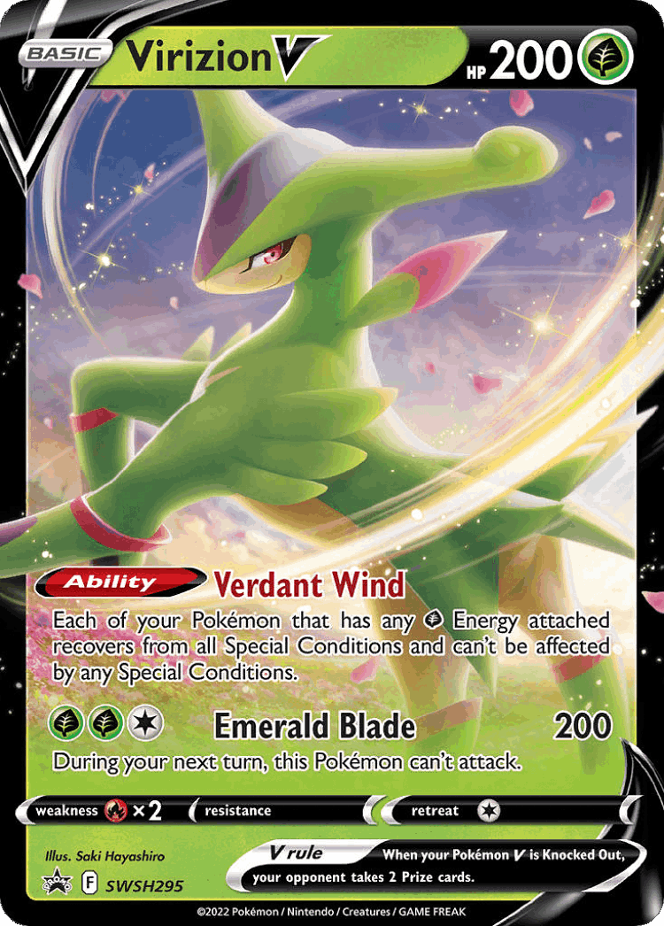 Virizion V #295 from SWSH Black Star Promos - Promo - Illustrated by Saki Hayashiro