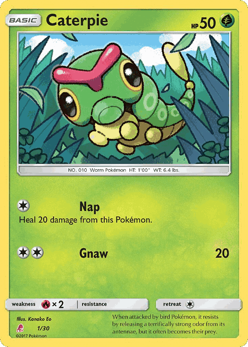 Caterpie #1 from SM Trainer Kit Lycanroc - Common - Illustrated by Kanako Eo