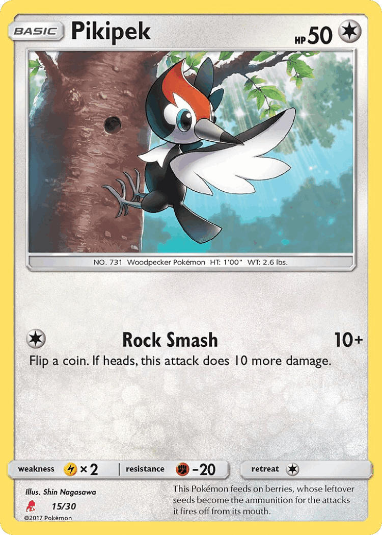 Pikipek #15 from SM Trainer Kit Lycanroc - Common - Illustrated by Shin Nagasawa