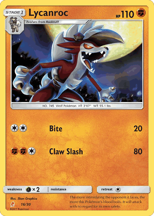Lycanroc #16 from SM Trainer Kit Lycanroc - Common - Illustrated by 5ban Graphics