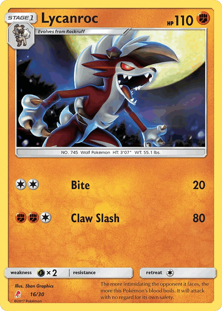 Lycanroc #16 from SM Trainer Kit Lycanroc - Common - Illustrated by 5ban Graphics