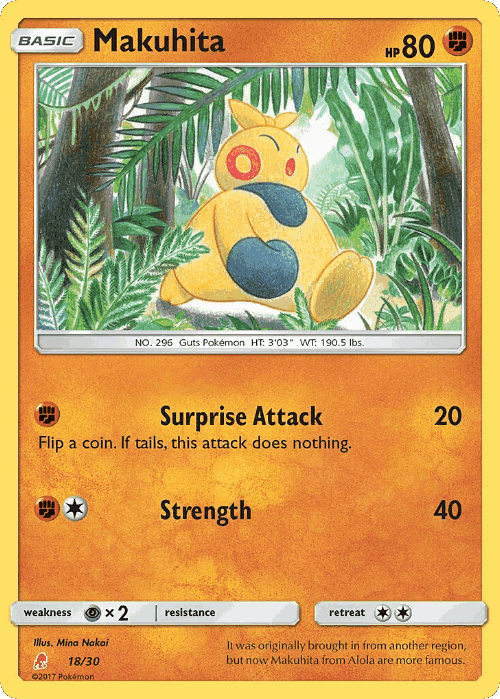 Makuhita #18 from SM Trainer Kit Lycanroc - Common - Illustrated by Mina Nakai
