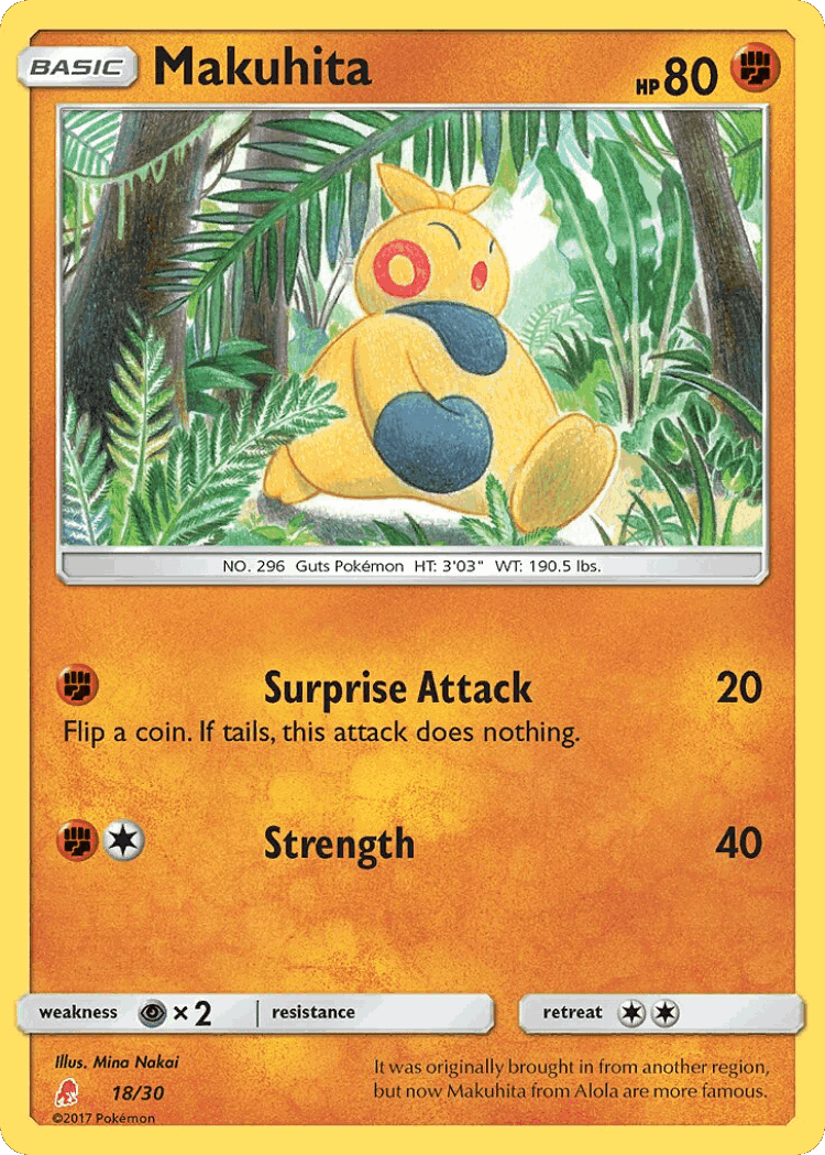 Makuhita #18 from SM Trainer Kit Lycanroc - Common - Illustrated by Mina Nakai